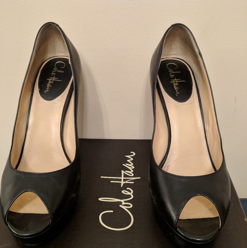Cole Haan black open toe heels size 9.5